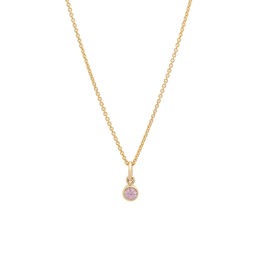 Large Pink Sapphire Single Bezel Necklace