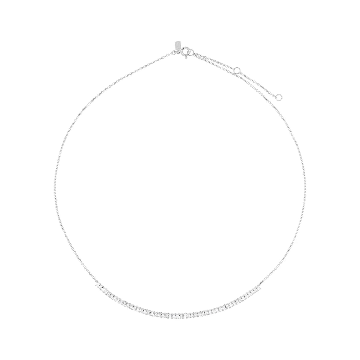 Prong Set Diamond Baguette Segment Necklace