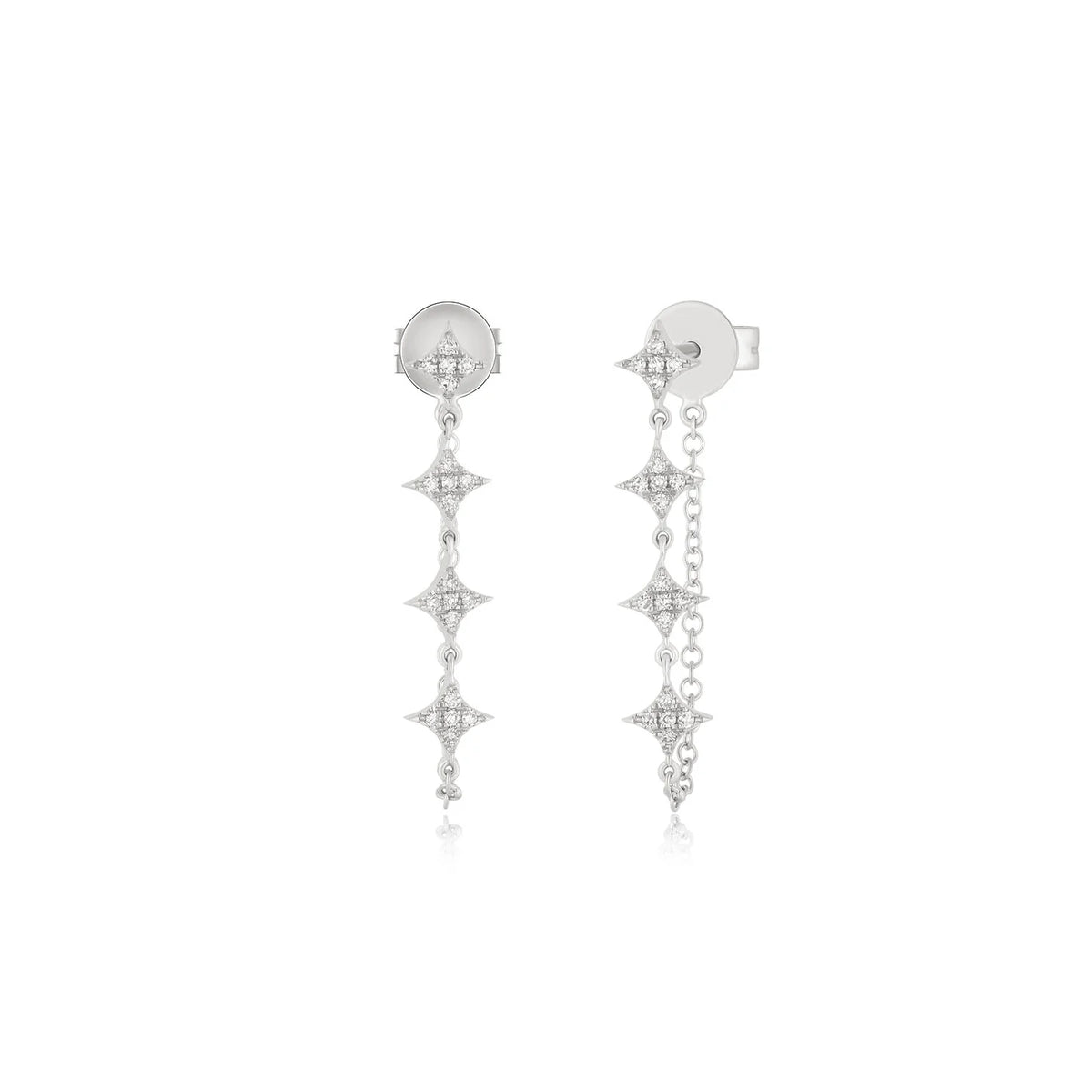 Multi Diamond Sparkle Chain Stud Earring