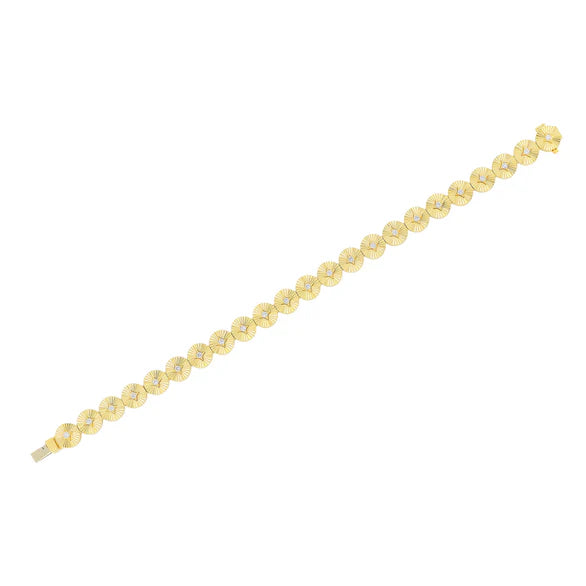 Gold &amp; Diamond Fluted Disc Eternity Bracelet