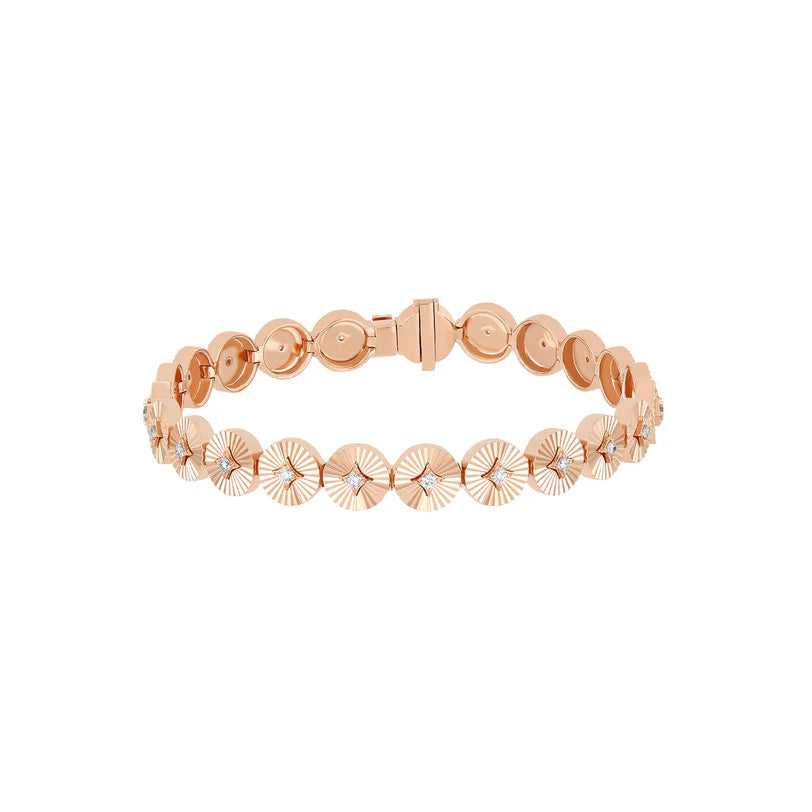 Gold &amp; Diamond Fluted Disc Eternity Bracelet