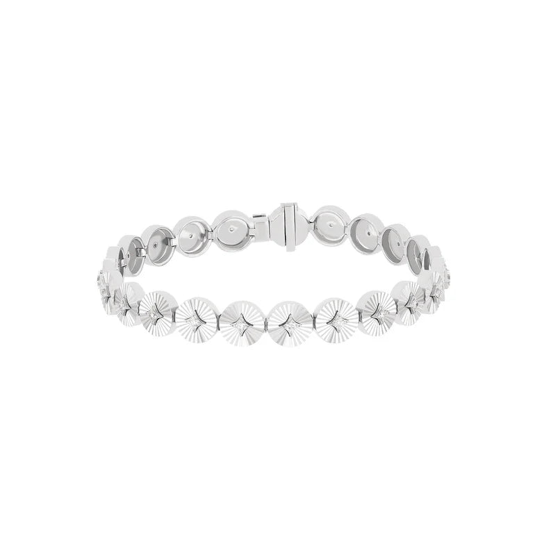 Gold &amp; Diamond Fluted Disc Eternity Bracelet