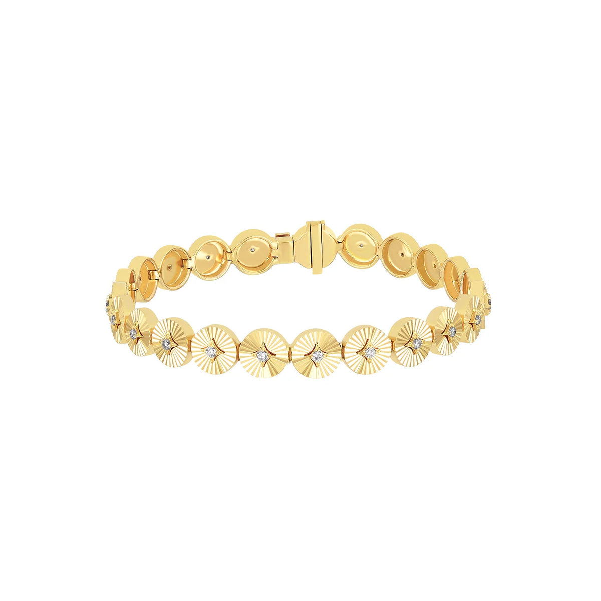 Gold &amp; Diamond Fluted Disc Eternity Bracelet