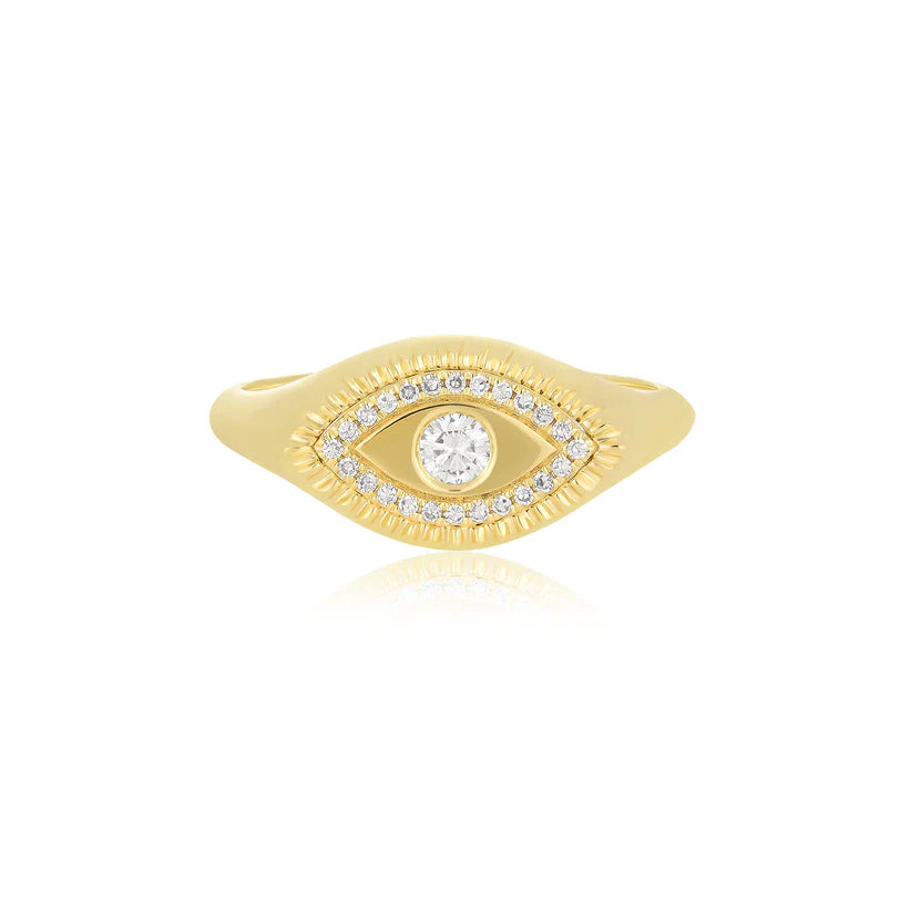 Gold &amp; Diamond Evil Eye Protecting Ring