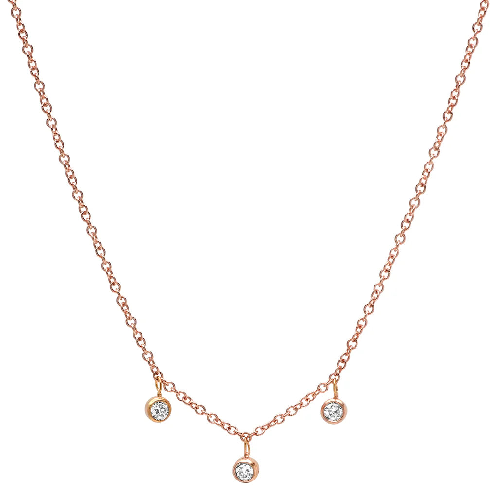 3 Diamond Mini Bezel Drop Necklace